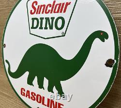Vintage Sinclair Gasoline Porcelain Sign Dealership Gas Station Dino Motor Oil