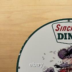 Vintage Sinclair Gasoline Porcelain Sign Dino Gas Oil Service Station Pump Plate