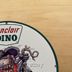 Vintage Sinclair Gasoline Porcelain Sign Dino Gas Oil Service Station Pump Plate