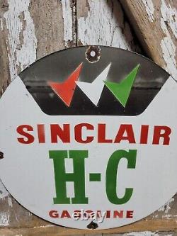 Vintage Sinclair Gasoline Porcelain Sign Gas Motor Oil Service Station Hc Garage