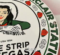 Vintage Sinclair Gasoline Porcelain Sign Gas Station Motor Oil Texas Rose Casino