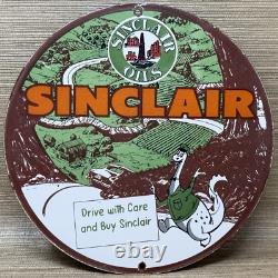 Vintage Sinclair Gasoline Porcelain Sign Gas Station Pump Motor Oil Service