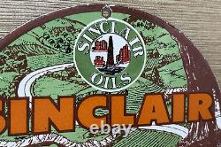 Vintage Sinclair Gasoline Porcelain Sign Gas Station Pump Motor Oil Service