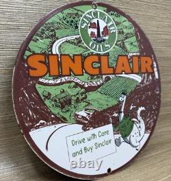 Vintage Sinclair Gasoline Porcelain Sign Gas Station Pump Motor Oil Service