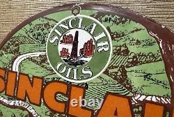 Vintage Sinclair Gasoline Porcelain Sign Gas Station Pump Motor Oil Service