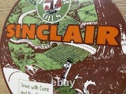 Vintage Sinclair Gasoline Porcelain Sign Gas Station Pump Motor Oil Service