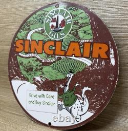 Vintage Sinclair Gasoline Porcelain Sign Gas Station Pump Motor Oil Service