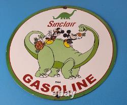 Vintage Sinclair Gasoline Sign Dinosaur Mickey Minnie Porcelain Gas Pump Sign