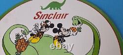 Vintage Sinclair Gasoline Sign Dinosaur Mickey Minnie Porcelain Gas Pump Sign