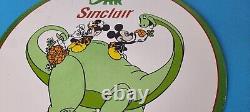 Vintage Sinclair Gasoline Sign Dinosaur Mickey Minnie Porcelain Gas Pump Sign