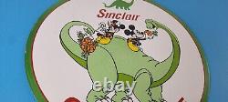 Vintage Sinclair Gasoline Sign Dinosaur Mickey Minnie Porcelain Gas Pump Sign