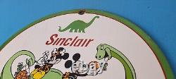 Vintage Sinclair Gasoline Sign Dinosaur Mickey Minnie Porcelain Gas Pump Sign