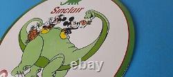 Vintage Sinclair Gasoline Sign Dinosaur Mickey Minnie Porcelain Gas Pump Sign