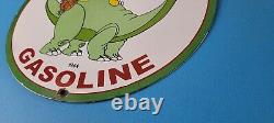 Vintage Sinclair Gasoline Sign Dinosaur Mickey Minnie Porcelain Gas Pump Sign