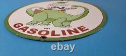 Vintage Sinclair Gasoline Sign Dinosaur Mickey Minnie Porcelain Gas Pump Sign