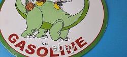 Vintage Sinclair Gasoline Sign Dinosaur Mickey Minnie Porcelain Gas Pump Sign