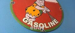 Vintage Sinclair Gasoline Sign Flintstones Cave Man Porcelain Gas Pump Sign
