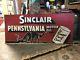 Vintage Sinclair Pennsylvania Motor Oil Metal Sign Dinosaur Nearly 5 Ft Long