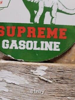Vintage Sinclair Porcelain Sign Dino Supreme Gasoline Motor Oil Sales Service 6