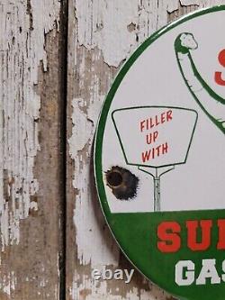 Vintage Sinclair Porcelain Sign Dino Supreme Gasoline Motor Oil Sales Service 6