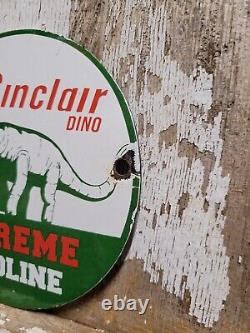 Vintage Sinclair Porcelain Sign Dino Supreme Gasoline Motor Oil Sales Service 6