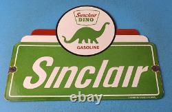 Vintage Sinclair Porcelain Sign Dinosaur Motor Oil Porcelain Gas Pump Sign