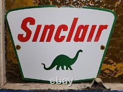 Vintage Sinclair Porcelain Sign Gasoline Motor Oil Sales Service Garage Mechanic