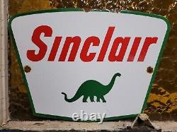 Vintage Sinclair Porcelain Sign Gasoline Motor Oil Sales Service Garage Mechanic