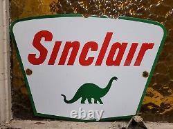 Vintage Sinclair Porcelain Sign Gasoline Motor Oil Sales Service Garage Mechanic