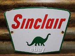 Vintage Sinclair Porcelain Sign Gasoline Motor Oil Sales Service Garage Mechanic