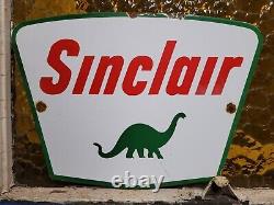 Vintage Sinclair Porcelain Sign Gasoline Motor Oil Sales Service Garage Mechanic