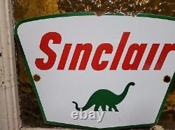 Vintage Sinclair Porcelain Sign Gasoline Motor Oil Sales Service Garage Mechanic