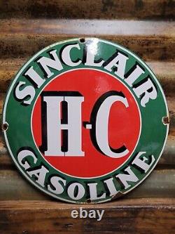 Vintage Sinclair Porcelain Sign Old Oil Gasoline Station Pump Plate Petroliana