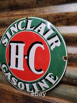 Vintage Sinclair Porcelain Sign Old Oil Gasoline Station Pump Plate Petroliana