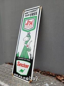 Vintage Sinclair Porcelain Sign S&h Green Stamps Grocery Store Gas Signage Oil