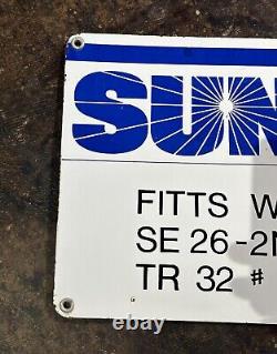 Vintage Single Sided Porcelain Sun Exploration & Production Co Oil Lease Sign