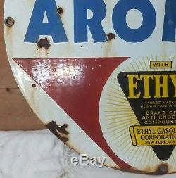 Vintage Skelly Aromax Ethyl Gasoline & Oil Porcelain Service Station Pump Plate