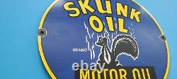 Vintage Skunk Oil Porcelain Gas Motor Oil Service Station Pump Plate Sign