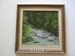 Vintage Small Gem Impressionist Painting Landscape River And Forrest Sliffe