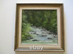 Vintage Small Gem Impressionist Painting Landscape River And Forrest Sliffe