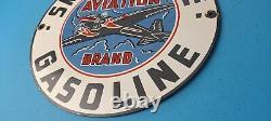 Vintage Smitholene Gasoline Porcelain Aviation Gas Service Airplane Pump Sign