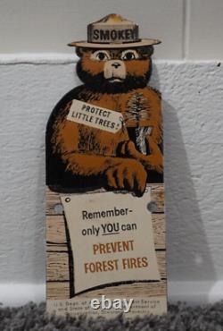Vintage Smokey Bear Porcelain Metal Us Forest Service Fire Gas Oil Sign Rare Ad