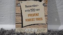 Vintage Smokey Bear Porcelain Metal Us Forest Service Fire Gas Oil Sign Rare Ad