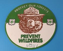 Vintage Smokey Bear Sign Prevent Wildfires Prevention Gas Porcelain Sign