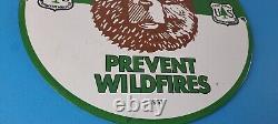 Vintage Smokey Bear Sign Prevent Wildfires Prevention Gas Porcelain Sign