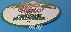 Vintage Smokey Bear Sign Prevent Wildfires Prevention Gas Porcelain Sign