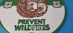 Vintage Smokey Bear Sign Prevent Wildfires Prevention Gas Porcelain Sign