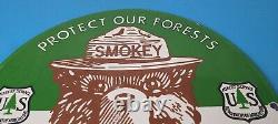 Vintage Smokey Bear Sign Prevent Wildfires Prevention Gas Porcelain Sign