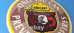 Vintage Smokey Bear Wildfires Porcelain Sign California Prevention Gas Sign