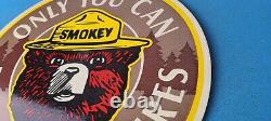 Vintage Smokey Bear Wildfires Porcelain Sign California Prevention Gas Sign